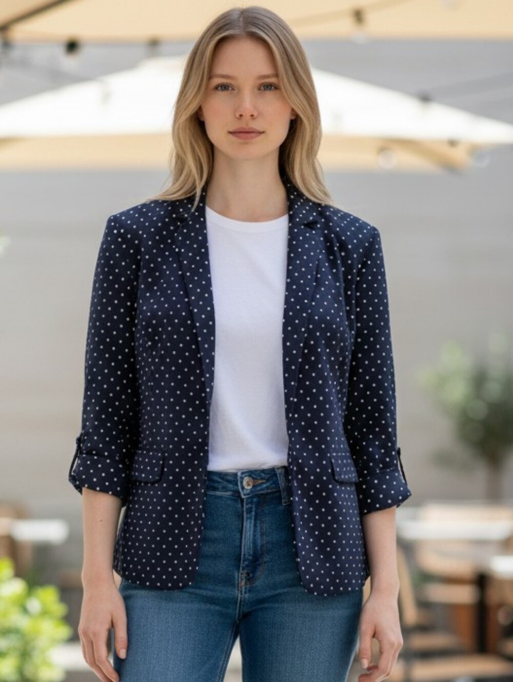 Navy and White Blazer